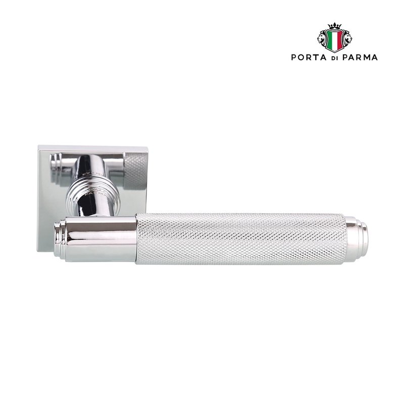 Дверная ручка на розетке PORTA DI PARMA Exa Zig 201.01, полированный хром