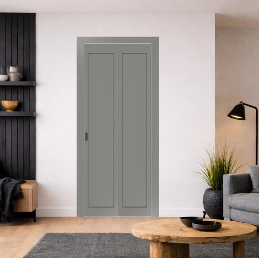 Складная дверь книжка Optima Porte глухая Турин 501.1 (Серый)