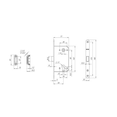Корпус врезного замка MAGNM85C-50 (M85C-50) GR графит, фото 3