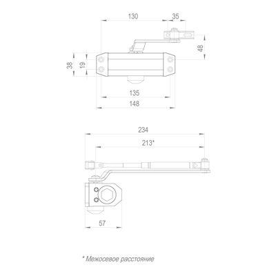 Доводчик дверной DC20-2 (DC-202) BL до 45 кг (черный), фото 3