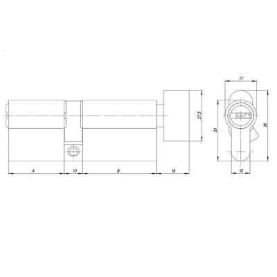 Цилиндровый механизм (AZ202/70) AZ2002Knob70 (30+10+30) CP хром, фото 3