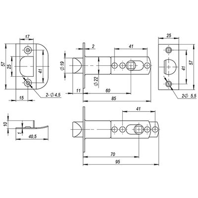 Ручка защелка DK610 BL-PS (6010 BL-P) (без фик.) черный, фото 4