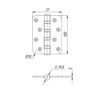 Петля из нержавейки универсальная IN4400U-R10 INOX (4BB-R10 102х76х3), фото 3