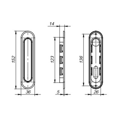 Защелка с ручками для раздвижных дверей SH.SL152.KIT011-BK (Soft LINE SL-011) SN-3 матовый никель, фото 3