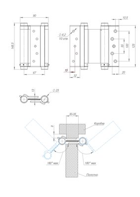 Петля пружинная Aldeghi ALH.125.5 SN мат. никель, фото 3