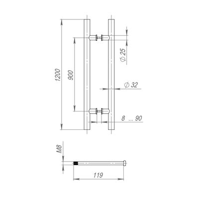 Ручка-скоба PULL.PH32/1200.22 INOX 304 (PH-22-32/1200-INOX) BLACK, фото 3