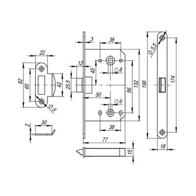 Защелка PLASTP96WC-50 (P96WC-50) SSC сатинированный хром, фото 3