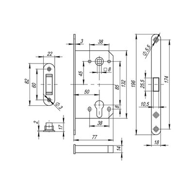 Корпус врезного замка MAGNM85C-50 (M85C-50) SSC сатинированный хром, фото 3