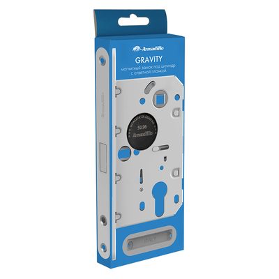 Замок межкомнатный магнитный под цилиндр с ответной планкой GRAVITY G02.196.50.85 BL черный, фото 2
