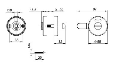 Ручка поворотная BK8.R.DSS304-button с индикатором INOX 304, фото 3