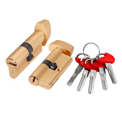 Цилиндровый механизм (D-PRO502/60) D-PRO5002KnobRL60(25+10+25) SSG-39 сатинированное золото 5Key, фото 1