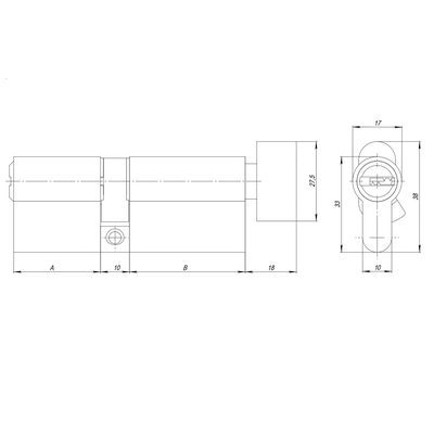 Цилиндровый механизм (AZ202/80) AZ2002Knob80 (40+10+30) CP хром с вертушкой, фото 3