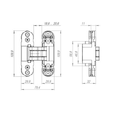 Петля скрытой установки U3D2000.TG SC мат.хром, фото 3