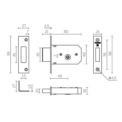 Замок врезной крестообразный X200 F (200 F) CP хром 3key, фото 3
