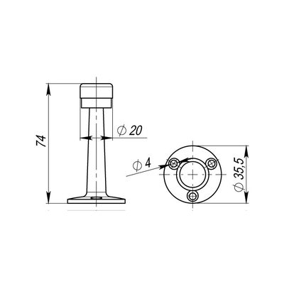 Упор Armadillo дверной настенный STOPPER/ZA033 (DH033ZA) AB-7 бронза, фото 3