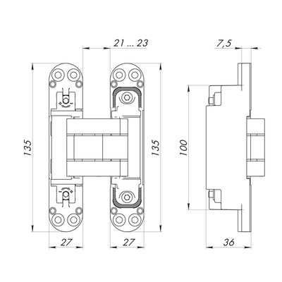 Петля Armadillo скрытой установки U3D7800.VPG BL черный TECH, фото 3