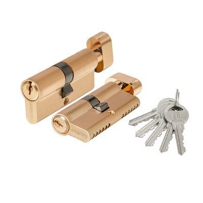 Цилиндровый механизм 1000ZM Knob70(30+10+30) SSG сатинированное золото, 5Key с вертушкой, фото 1