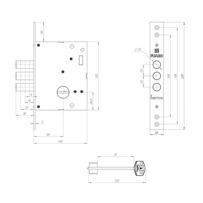Замок врезной сувальдный TERMO MDV25/S-60.00.3R16 4 key (ключ удл. 120/75 мм), фото 3