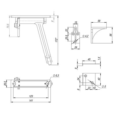 Координатор закрывания двустворчатых дверей DC-1002 INOX 304 (от 40 до 200 кг), фото 3