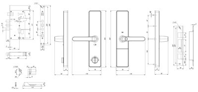 Замок врезной электронный к с ручкой Kaadas S500-5W с отпечатком пальца, с WiFi, черный, фото 3