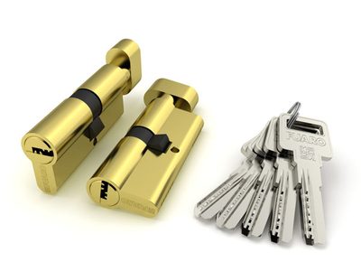 Цилиндровый механизм (R602/70) R6002Knob70(30+10+30) PB латунь 5Key с вертушкой, фото 1