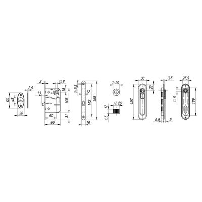 Набор для раздвижных дверей SH.LD152.KIT011-BK (SH011-BK) СP-8 хром, фото 3