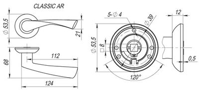 Ручка раздельная R.AR54.CLASSIC (CLASSIC AR) 140mm SN/CP-3 матовый никель/хром, фото 3