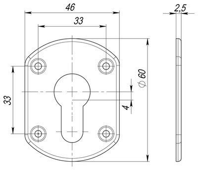 Накладка на цилиндр ESC.C+C/OV.set (ESC031) SN мат.никель (2шт.), фото 2
