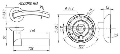 Ручка раздельная R.RM54.ACCORD (ACCORD RM) SN/CP-3 матовый никель/хром, фото 3