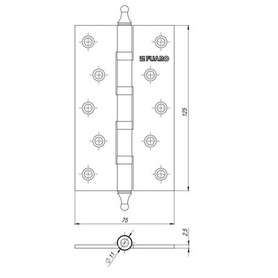 Петля универсальная IN5400UA-BL SB (4BB/A/BL 125x75x2,5) мат. золото БЛИСТЕР, фото 3