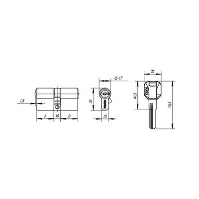 Цилиндровый механизм MaxPro7000Key70mm(30+10+30) SN никель 7key, фото 3