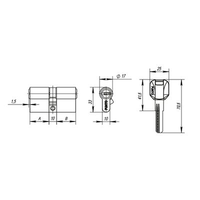 Цилиндровый механизм MaxPro7000Key80mm(25+10+45) SN никель 7key, фото 3