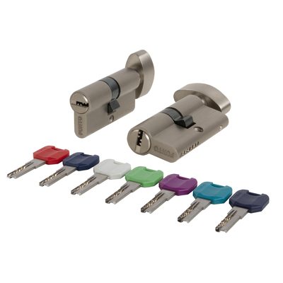 Цилиндровый механизм MaxPro7002Knob60mm(25+10+25) SN никель 7key с вертушкой, фото 1