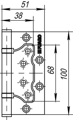 Петля универсальная без врезки IN4500W SN (500-2BB 100x2,5) мат. никель, фото 3