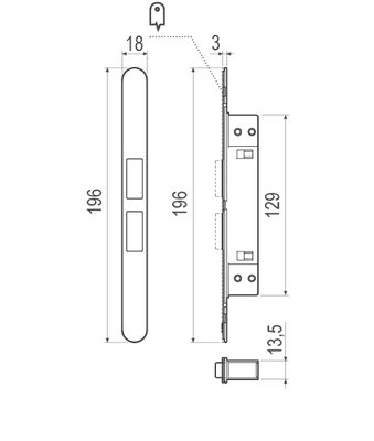 Магнитная AGB защелка Touch B01120.30.93.642 с лиц.пл, с отв.пл для дерев.кор.B02404.31.93, фото 3