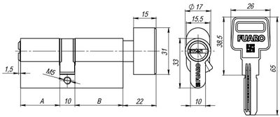 Цилиндровый механизм (R602/90) R6002Knob90(45+10+35) CP хром 5Key с вертушкой, фото 3