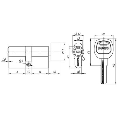 Цилиндровый механизм (A202/60) A2002Knob60(25+10+25) с вертушкой PB латунь, фото 3