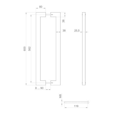 Ручка-скоба PULL.PH38/600.26 INOX 304 (PH-26-38/600-INOX) BLACK, фото 3