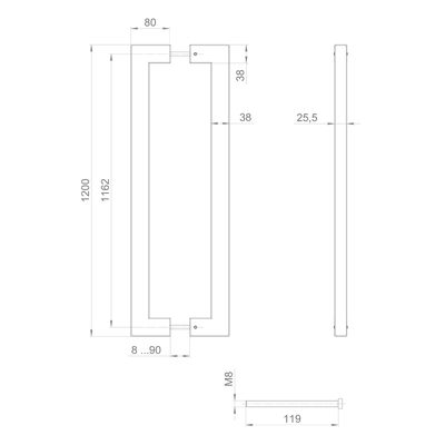Ручка-скоба PULL.PH38/1200.26 INOX 304 (PH-26-38/1200-INOX) BLACK, фото 2