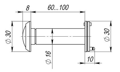 Глазок дверной противопожарный, оптика стекло DV-PRO 3/100-60/BR (DVG3) GP золото, фото 3