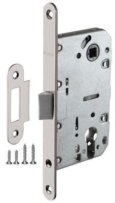 Корпус врезного замка c защёлкой PLASTP85C-50 (P85C-50) SN матовый никель, фото 1