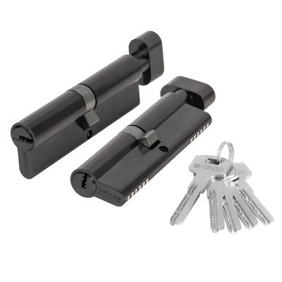 Цилиндровый механизм (200 ZM/120) 2000ZM Knob 120 (55+10+55) BL-24 черный 5Key с вертушкой, фото 1