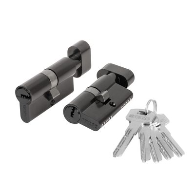Цилиндровый механизм (200 ZM/90) 2000ZM Knob 90 (35+10+45) BL-24 черный 5Key с вертушкой, фото 1