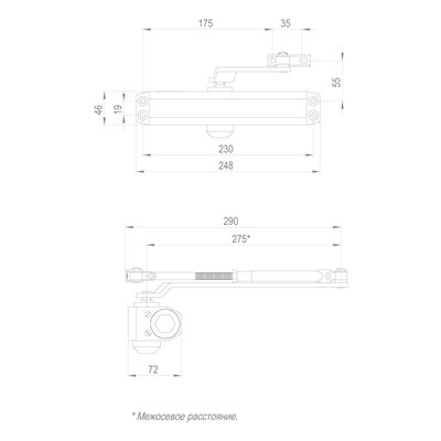 Доводчик дверной DC20-6W (DC-206W) AL до 160 кг (алюминий), фото 3