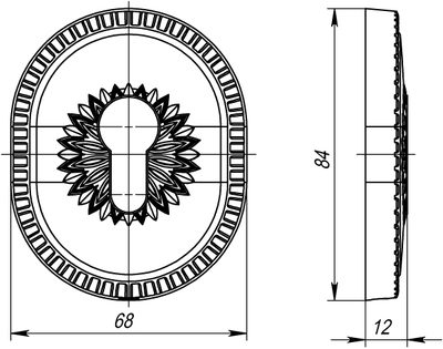 Накладка на цилиндр ESC.C.CL/OV (ET-DEC CL) OB-13 античная бронза, фото 3