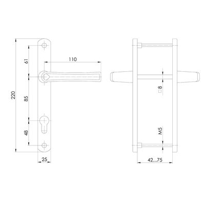 Ручка на планке HANDLE.85.25.67-75 RAL 9006 серый, фото 2