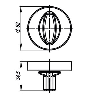 Ручка поворотная BK6.R.URB52 (WC-BOLT BK6/URB) BPVD-77 вороненый никель, фото 3
