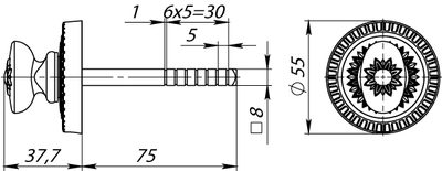 Ручка поворотная BKW8.R.CL55 (BKW8/CL) BB-17 коричневая бронза, фото 3