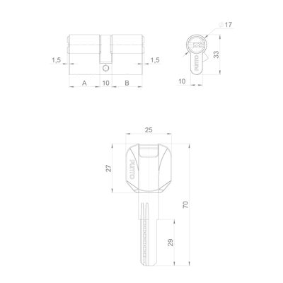 Цилиндровый механизм (Z400/80) Z4000Key80(30+10+40) CP хром, фото 2