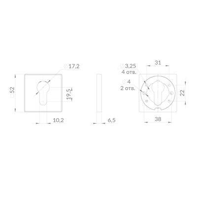 Накладка под цилиндр ET.K.EST.Q52 SN-3 матовый никель, фото 2